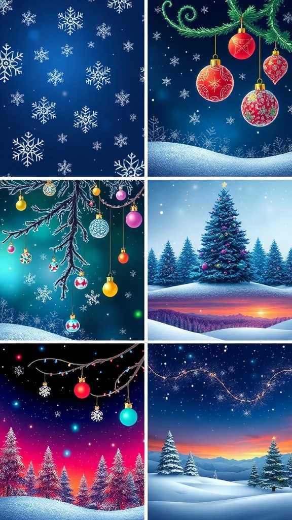 A selection of Christmas wallpapers featuring festive designs for iPad Mini 6.